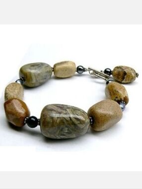 Genuine JASPER Onyx Sterling Silver BRACELET